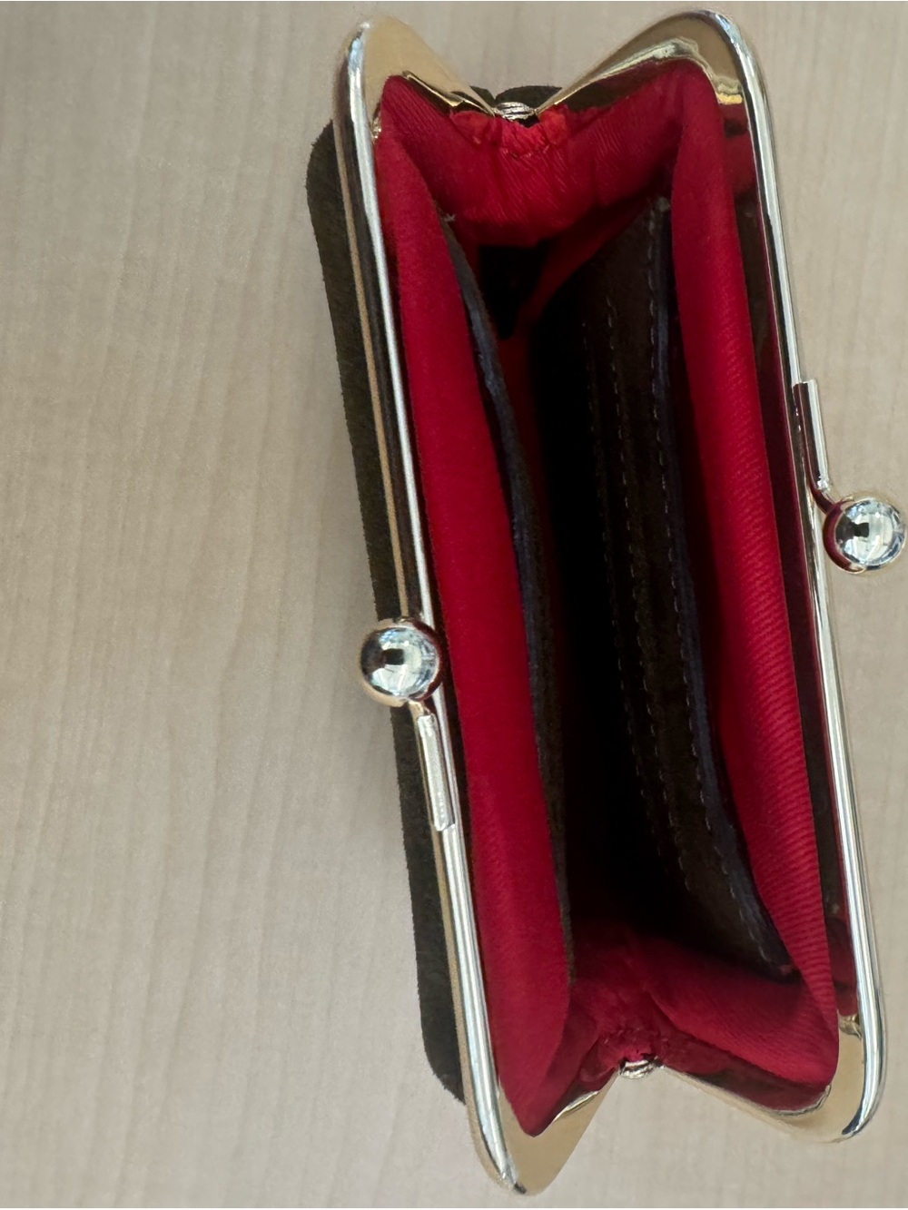 Vintage Dooney & Bourke Suede Coin Purse – Brown Suede with Red Lining Suede Kis - Picture 2 of 9
